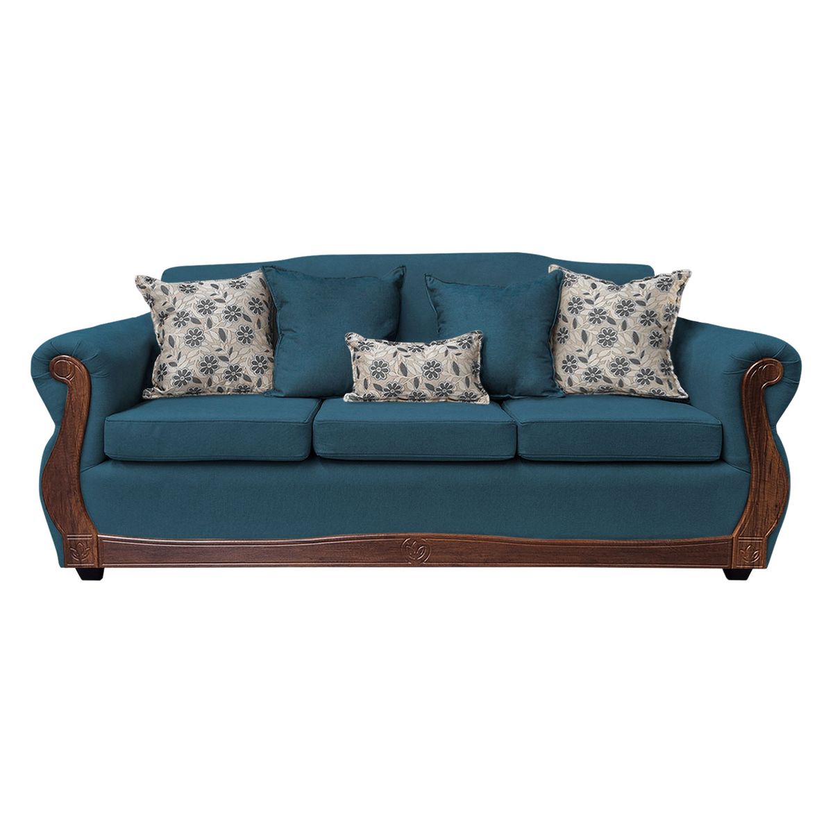 AMERICA DECORA - Sofá Con Resorte Estructural 4 Cuerpos Gran Santi Chenille Azul X