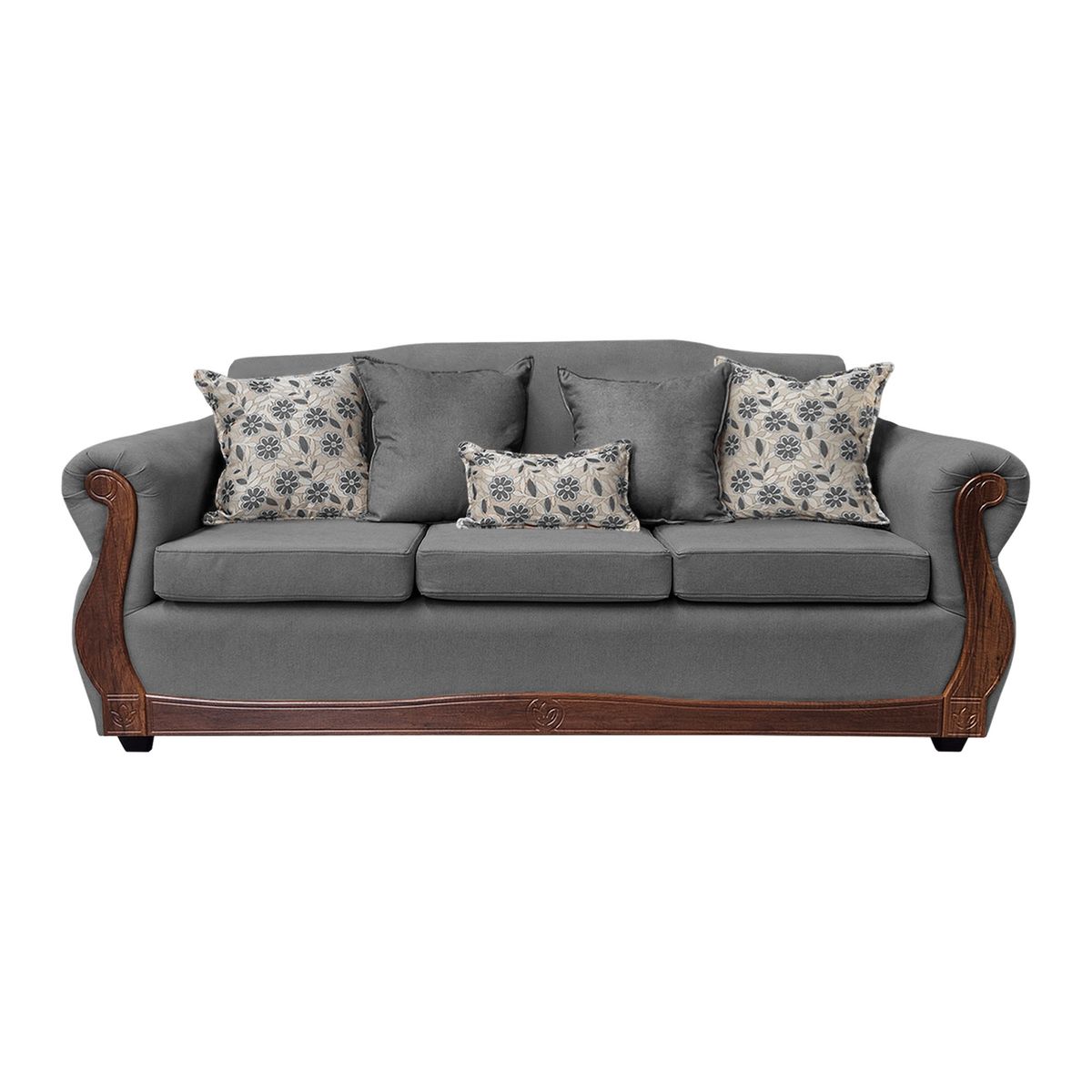 AMERICA DECORA - Sofá Con Resorte Estructural 4 Cuerpos Gran Santi Chenille Gris X