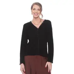 WADOS - POLERA MANGA LARGA ESCOTE V CON ENCAJE