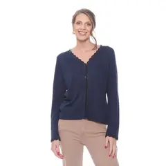 WADOS - POLERA MANGA LARGA ESCOTE V CON ENCAJE