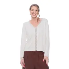 WADOS - POLERA MANGA LARGA ESCOTE V CON ENCAJE