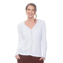 WADOS - POLERA MANGA LARGA ESCOTE V CON ENCAJE