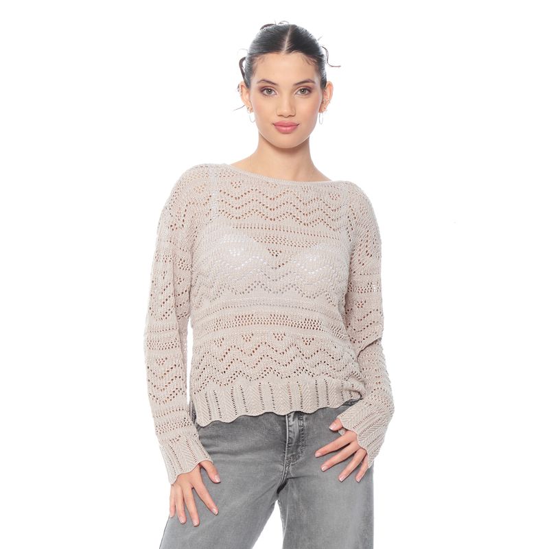 WADOS - SWEATER MANGA LARGA CON LUREX  ESCOTE REDONDO