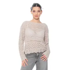 WADOS - SWEATER MANGA LARGA CON LUREX ESCOTE REDONDO
