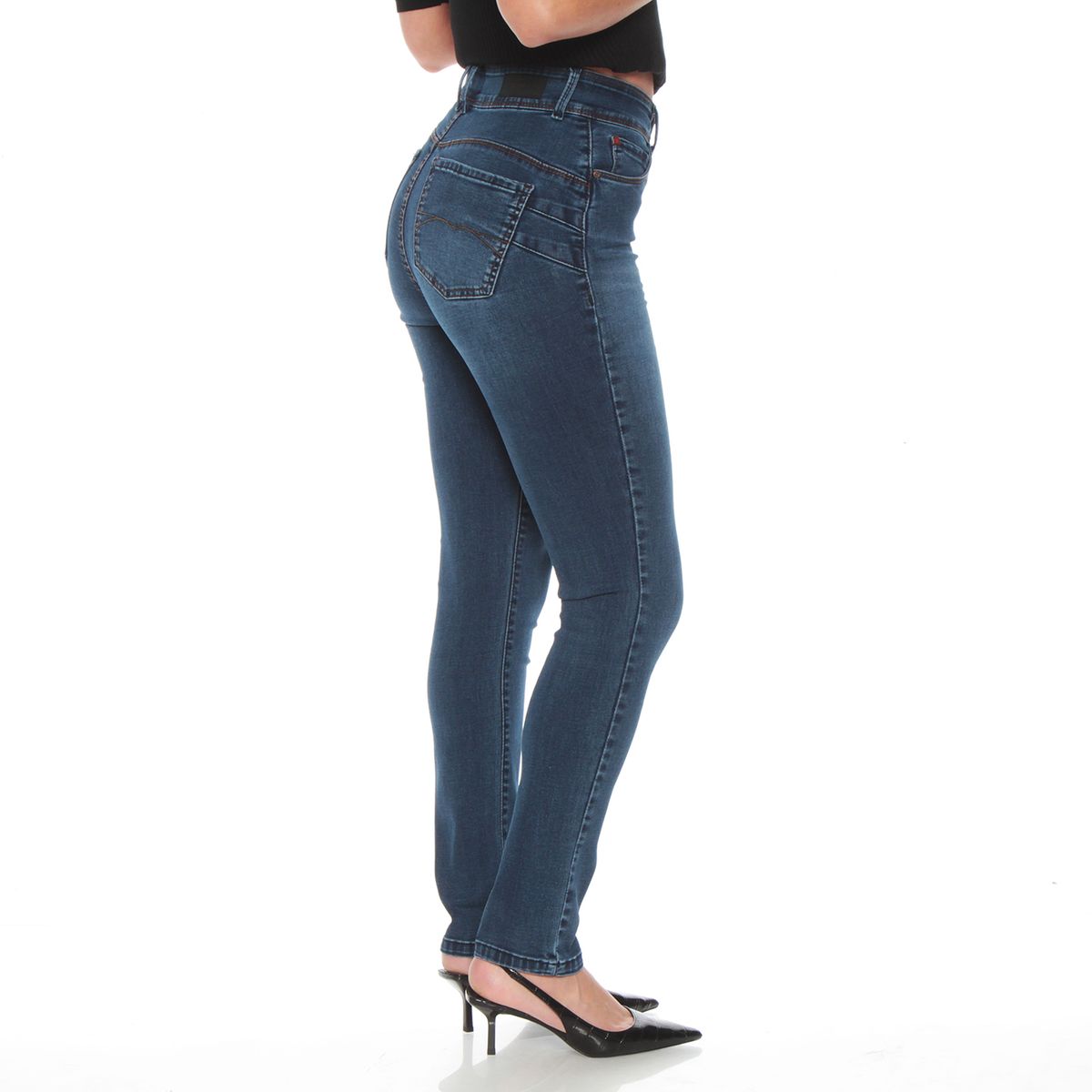 WADOS - JEANS PITILLO TIRO ALTO PRETINA MEDIA 2 BOTONES PUSH UP