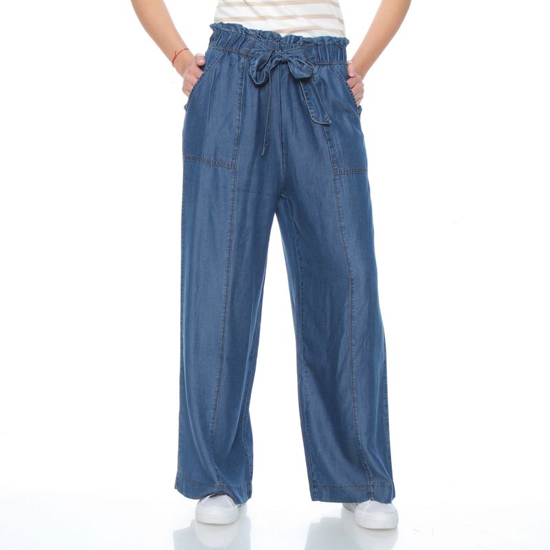 WADOS - PANTALON LYOCELL WIDE LEG TIRO ALTO PRETINA ELASTICADA CON LAZO