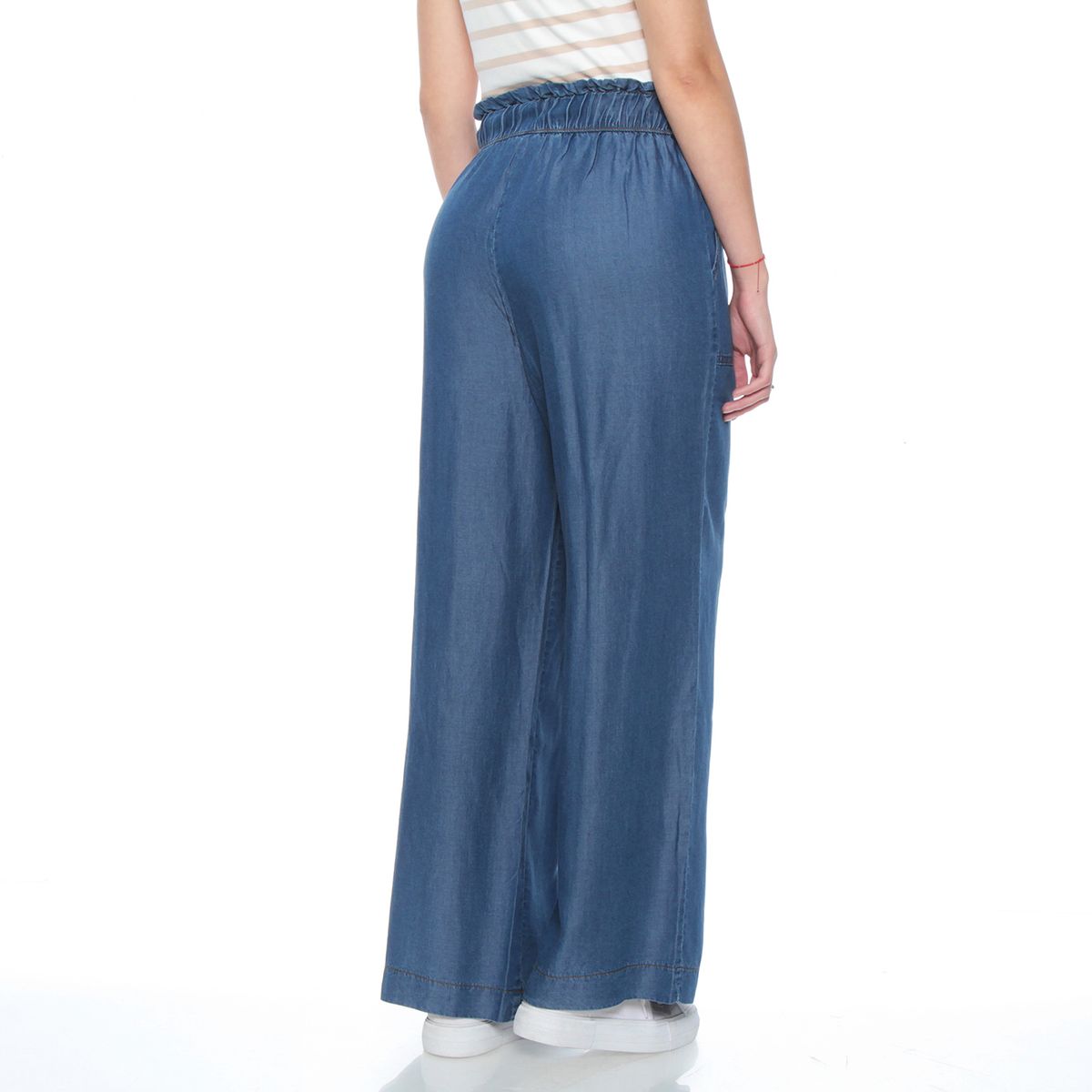 WADOS - PANTALON LYOCELL WIDE LEG TIRO ALTO PRETINA ELASTICADA CON LAZO