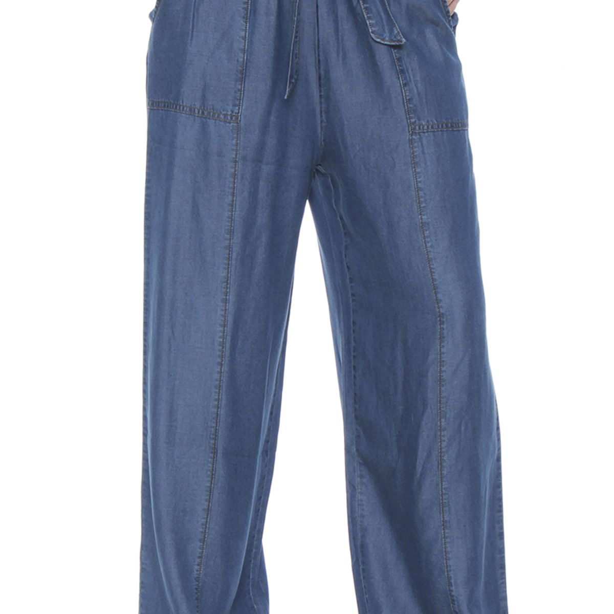 WADOS - PANTALON LYOCELL WIDE LEG TIRO ALTO PRETINA ELASTICADA CON LAZO