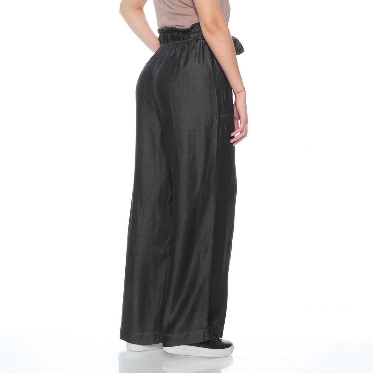 WADOS - PANTALON LYOCELL WIDE LEG TIRO ALTO PRETINA ELASTICADA CON LAZO