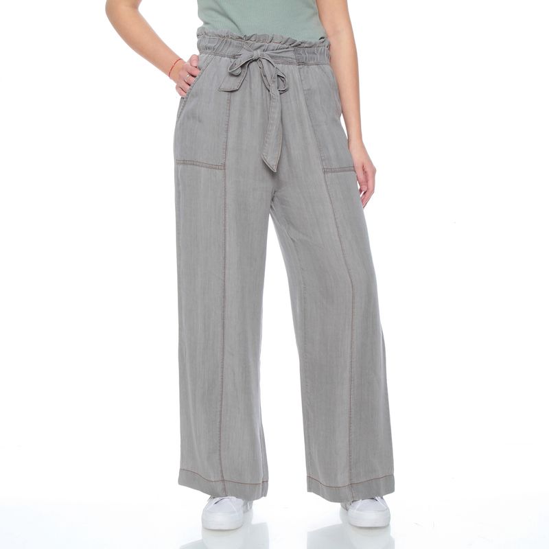 WADOS - PANTALON LYOCELL WIDE LEG TIRO ALTO PRETINA ELASTICADA CON LAZO