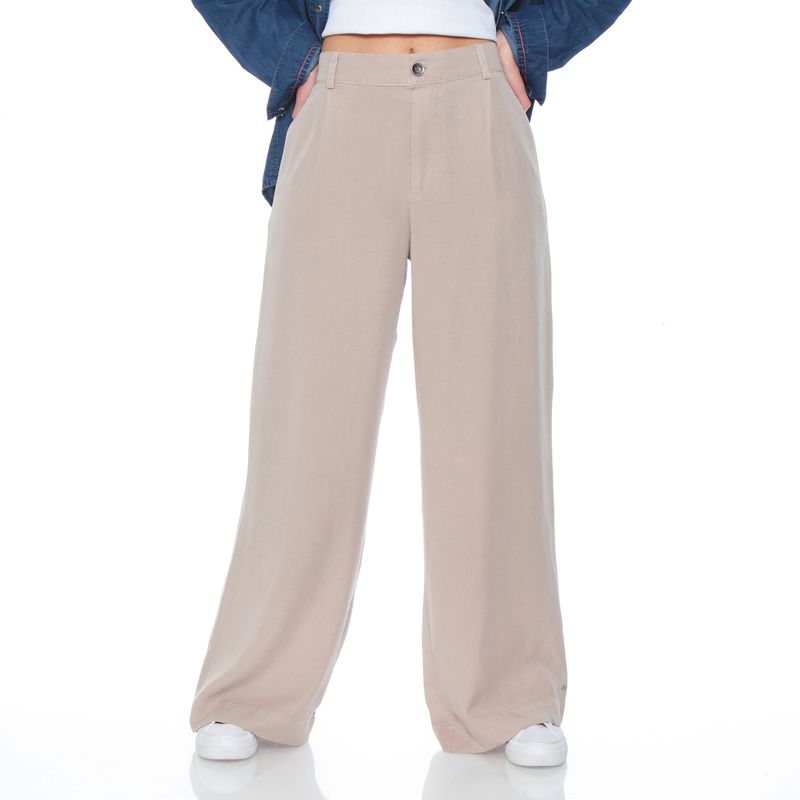 WADOS - PANTALON WIDE LEG LYOCELL TIRO ALTO PRETINA ELASTICADA