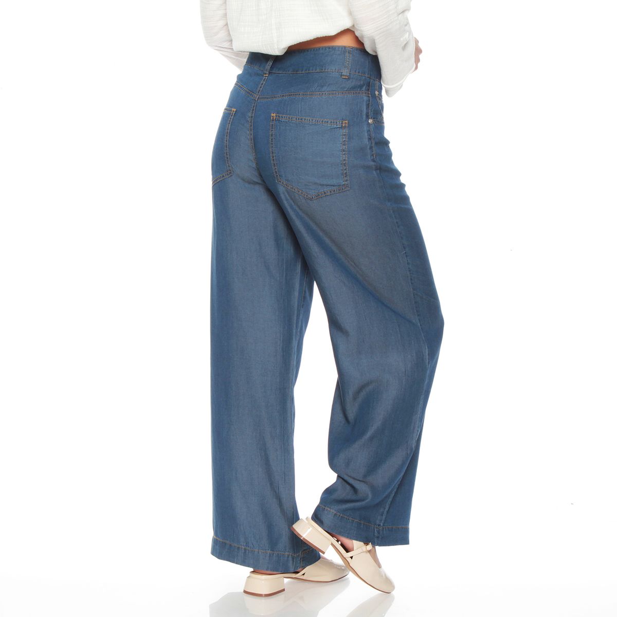 WADOS - PANTALON LYOCELL WIDE LEG TIRO ALTO PRETINA BASICA 1 BOTON