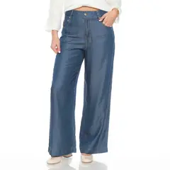 WADOS - PANTALON LYOCELL WIDE LEG TIRO ALTO PRETINA BASICA 1 BOTON