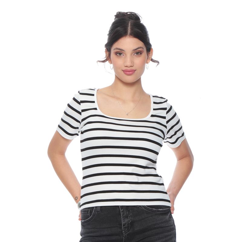 WADOS - POLERA MANGA CORTA LISTADA ESCOTE CUADRADO