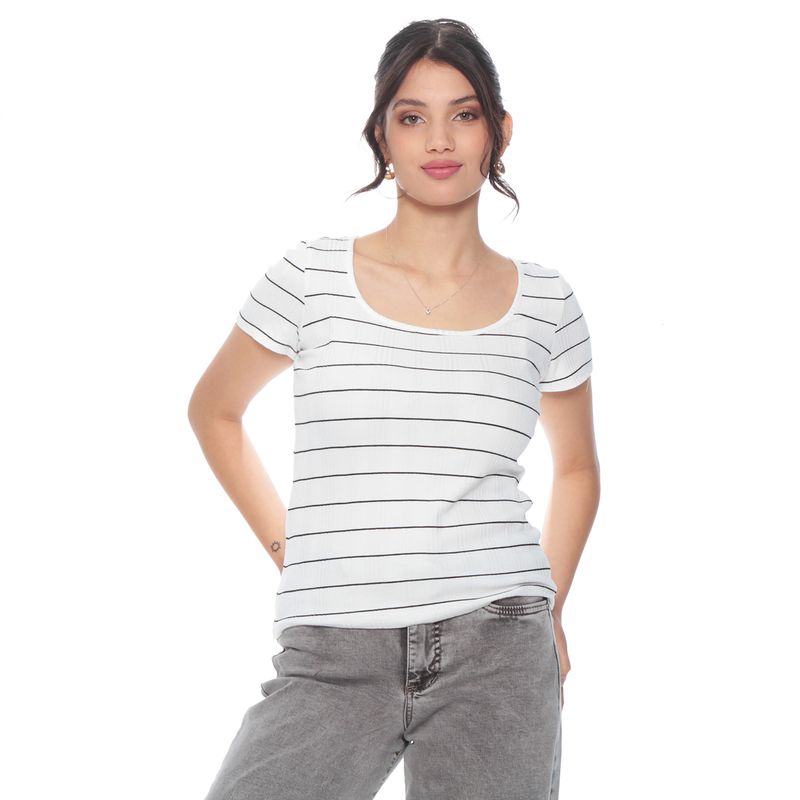 WADOS - POLERA MANGA CORTA LISTADA ESCOTE CUADRADO