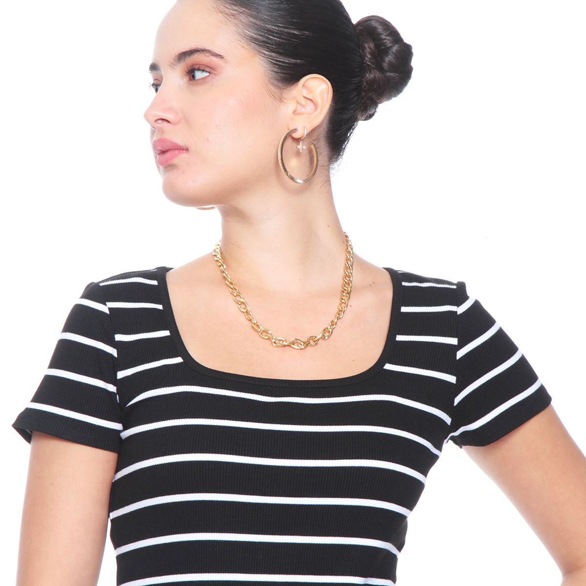 WADOS - POLERA MANGA CORTA LISTADA ESCOTE CUADRADO