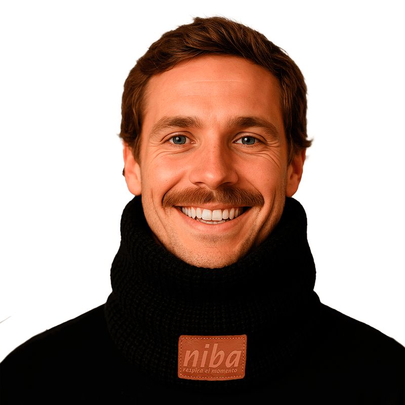 NIBA - Bufanda Hombre Circular Negro 2 Niba