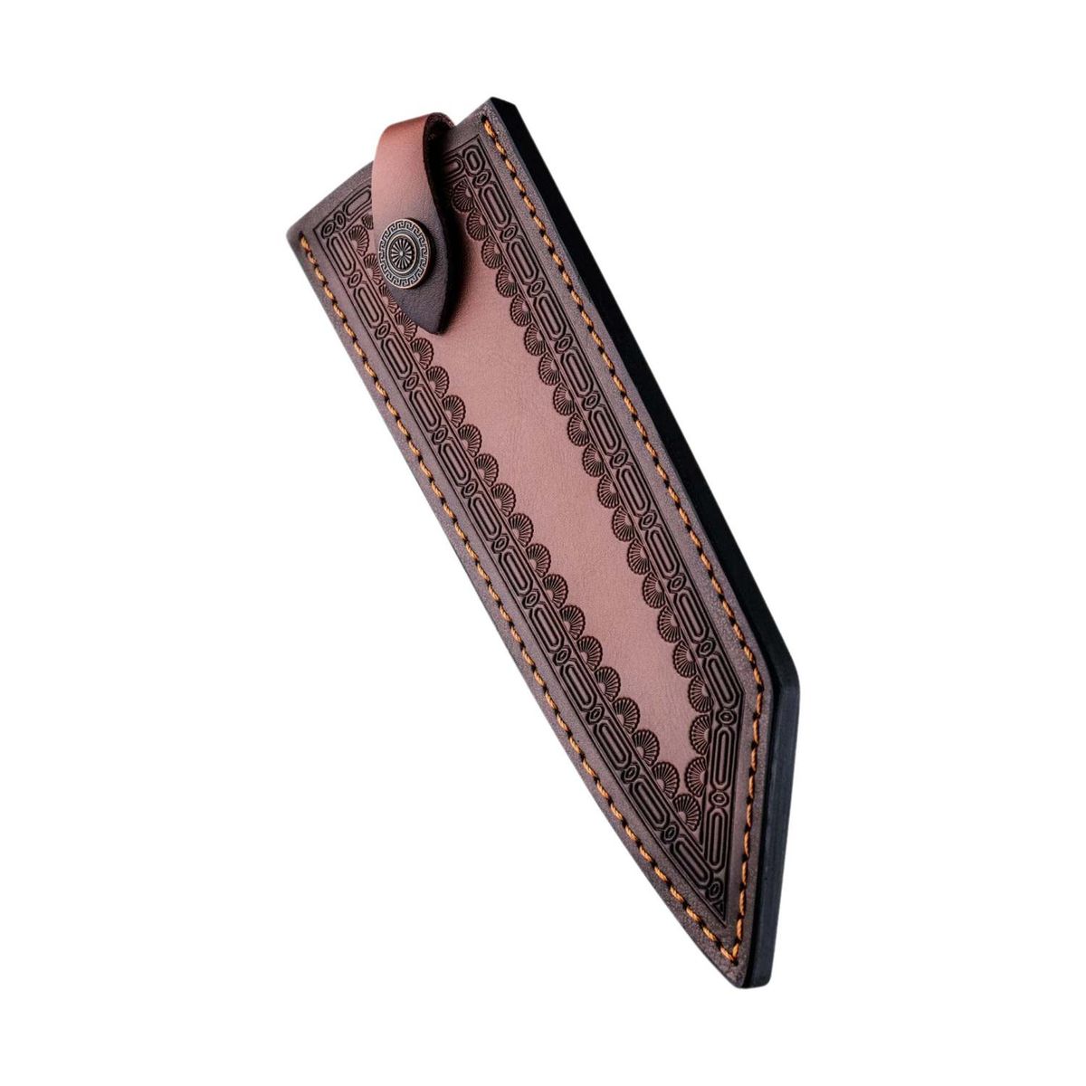 KOYAM - Funda de cuero con broche de cobre para cuchillo - Marron - Kiritsuke