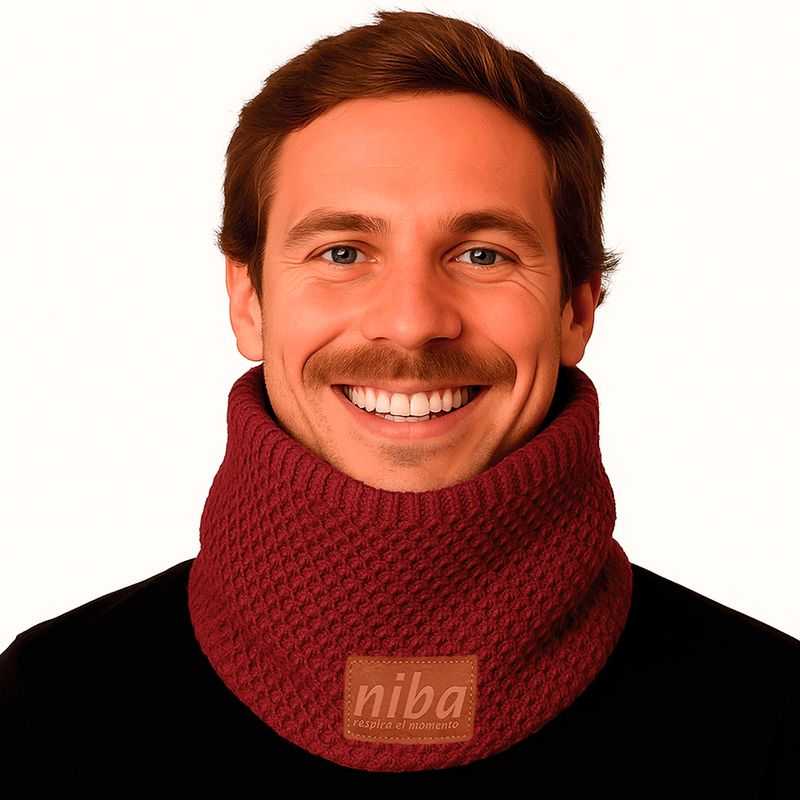 NIBA - Bufanda Hombre Circular Burdeo Niba