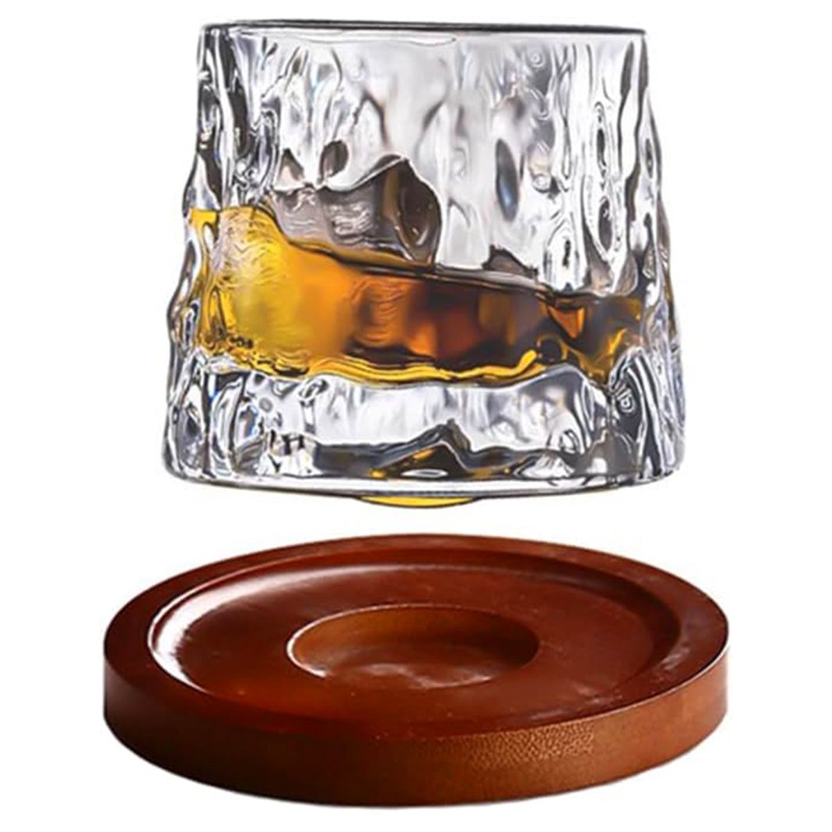 GENERICO - 160ml Vasos De Whisky Giratorios Con Base De Madera
