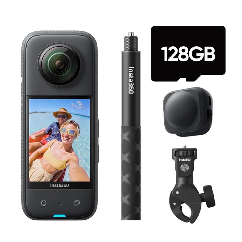 INSTA 360 - Insta360 Paquete de motocicleta X3 Con Tarjeta MicroSD de 128GB