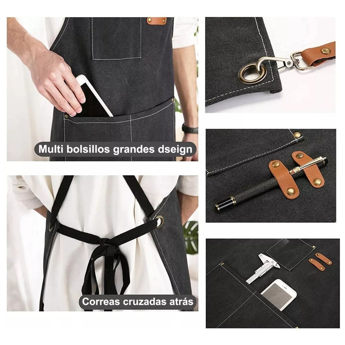 EDWINAYY - Delantal De Carpintero Delantal De Trabajo Lona Engrosada