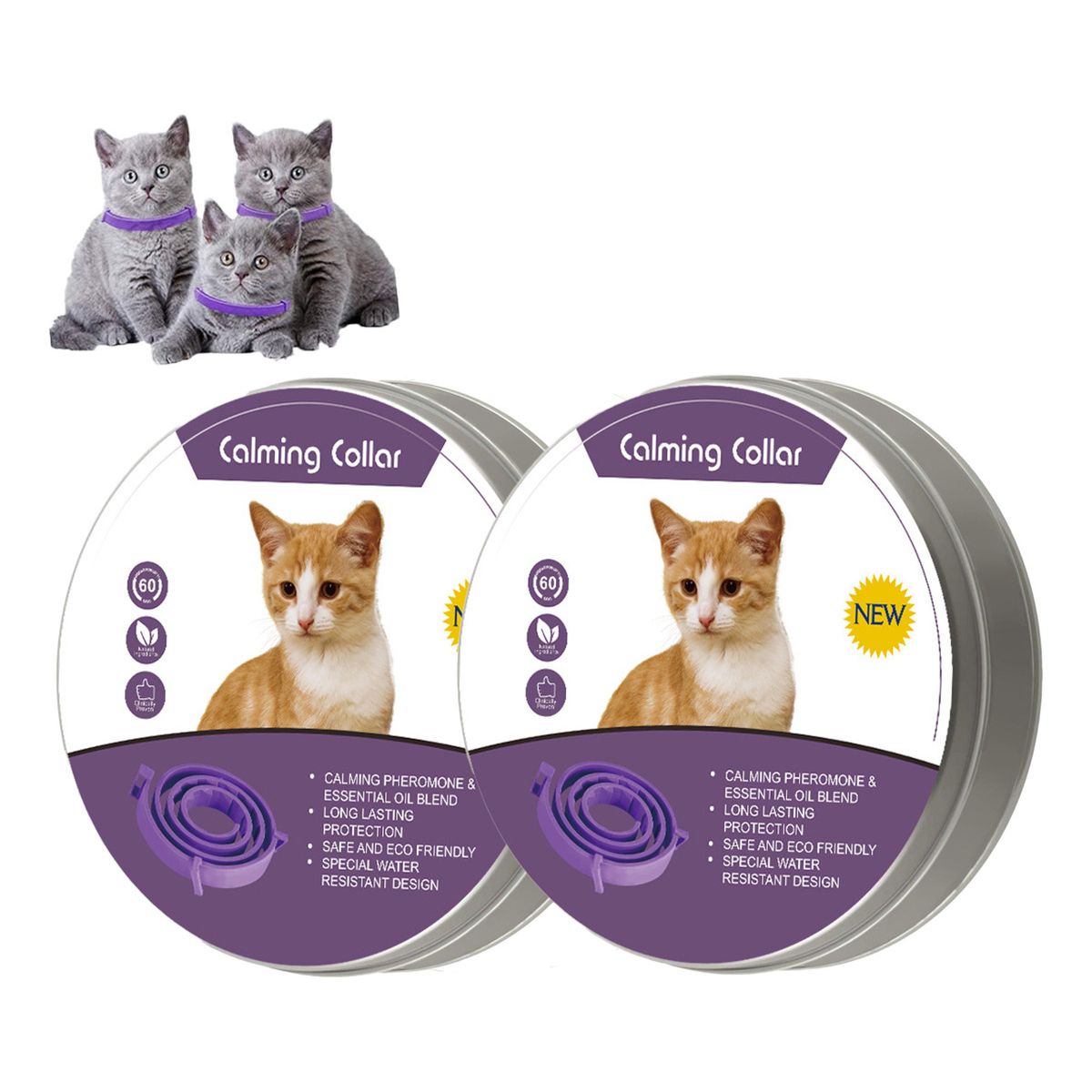 GENERICO - 2pc Collar Calmante Gatos Ajustable Calma Ansiedad Relajante
