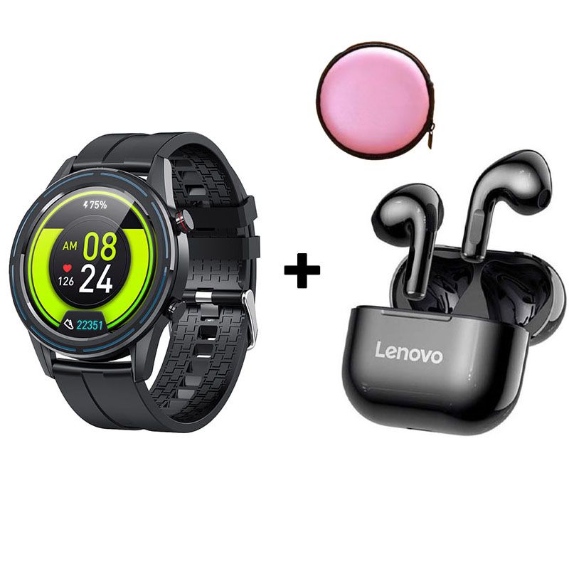 LENOVO - KUMI GT3 reloj inteligente deportivo y combo Leovo LP40 - Negro