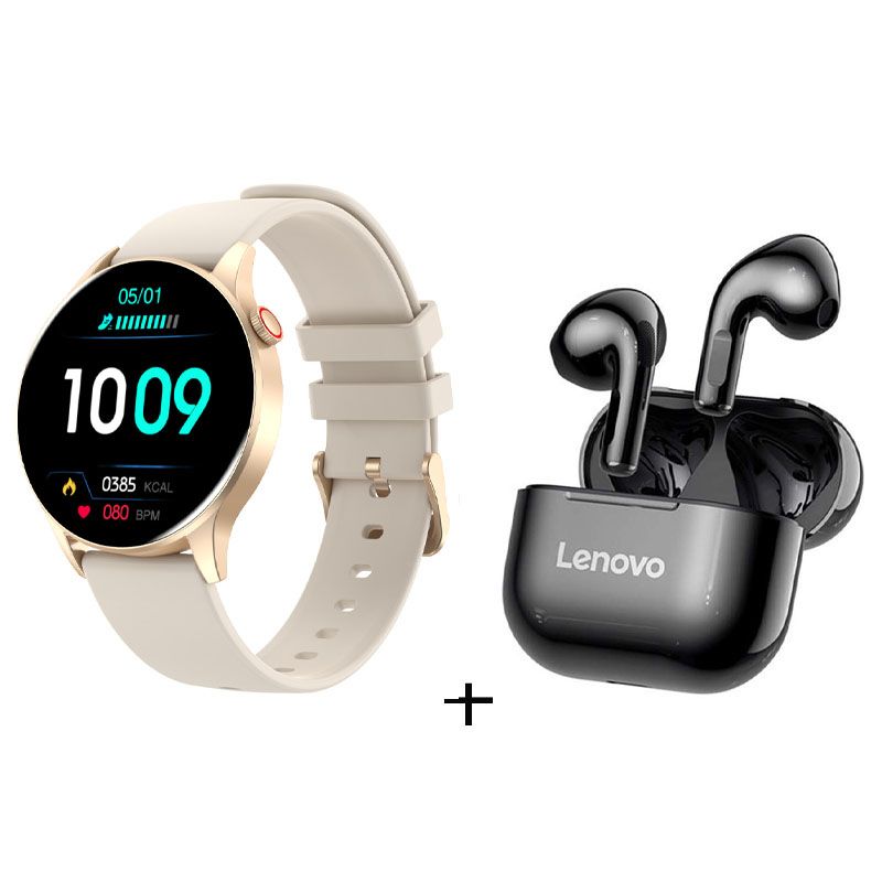 LENOVO - Reloj inteligente deportivo Y85 y Lenovo LP40 Auriculares Blanquecino