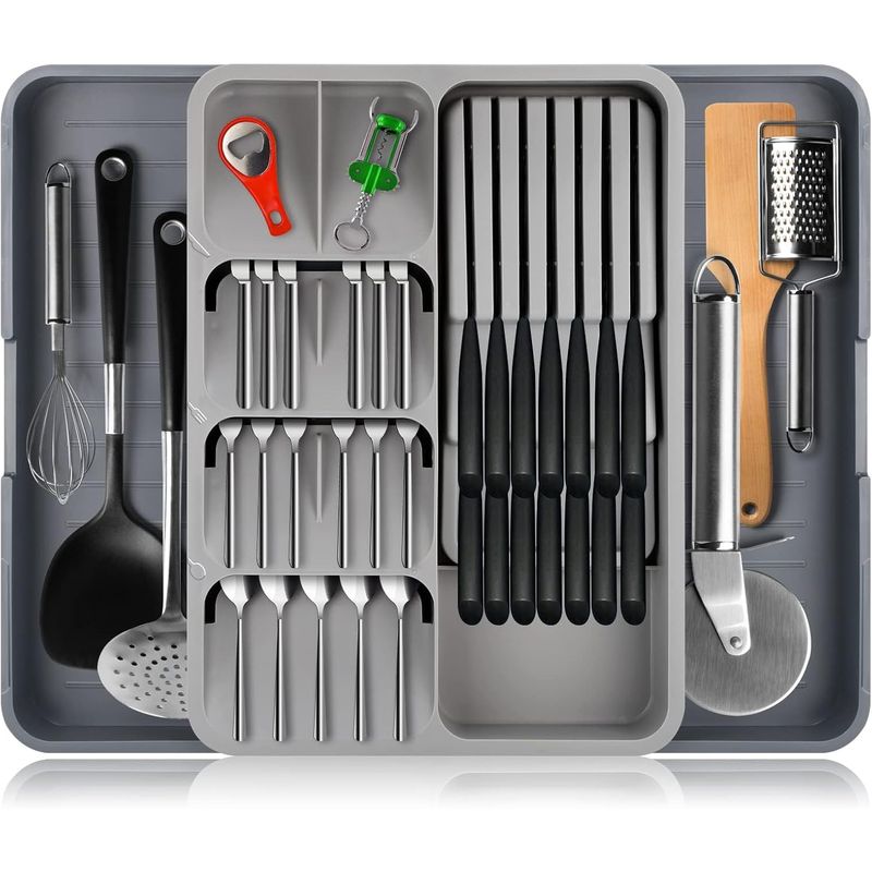 KUANGYE - Organizador De Cubiertos De Cocina Extensible Y Extraíble