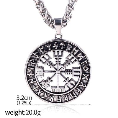Imagen 2 del producto Collar Hombre Brújula De Runas Vikingas Acero Inox