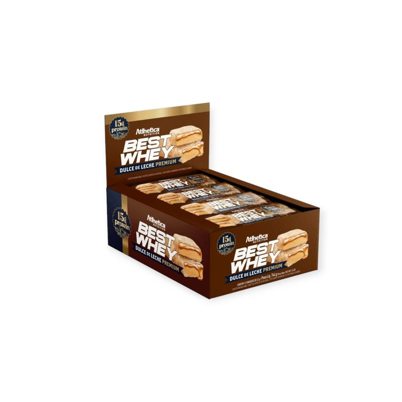 GENERICO - BOX DE 12 BARRAS BEST WHEY 15GR PROTEIN DULCE DE LECHE - ATLHETICA