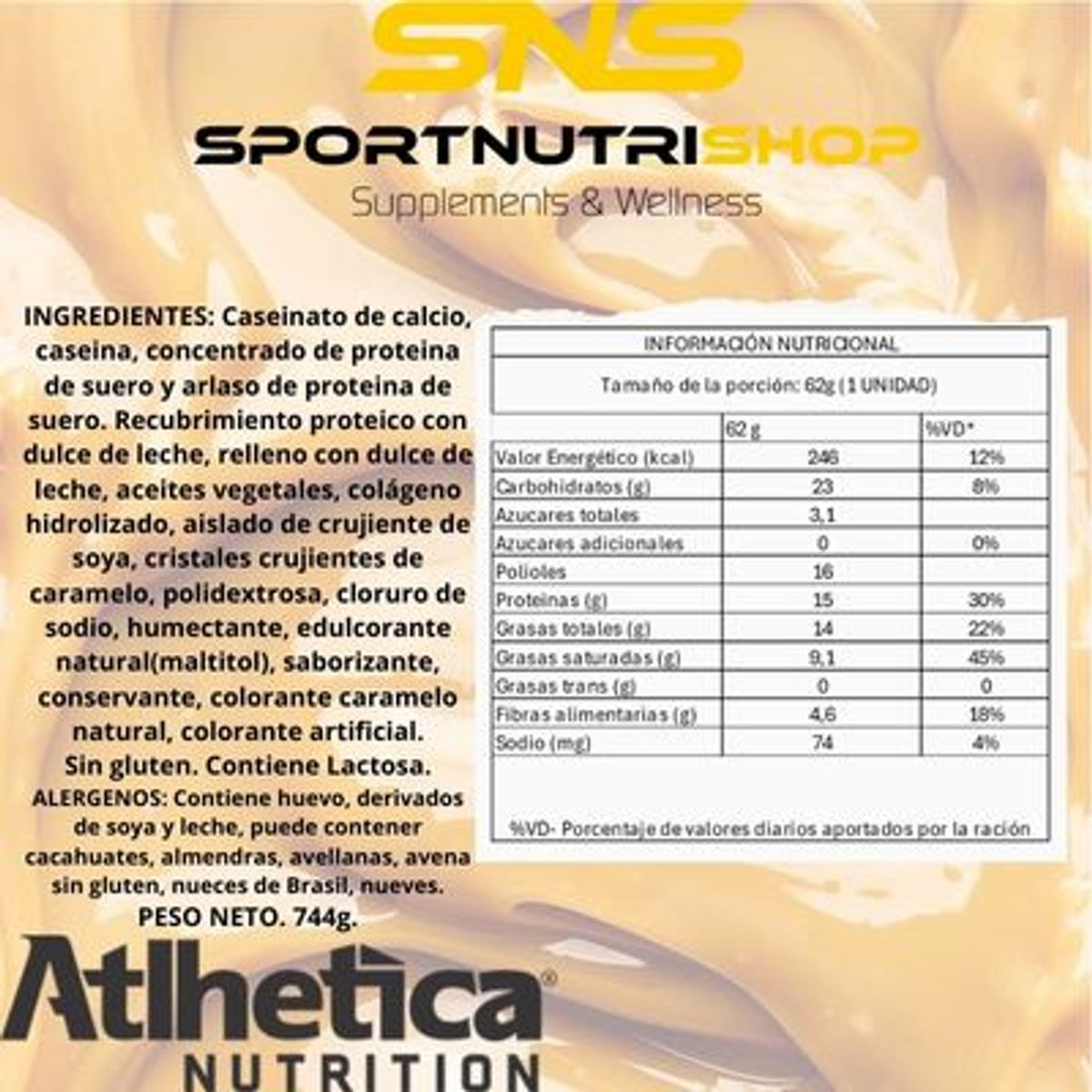 GENERICO - BOX DE 12 BARRAS BEST WHEY 15GR PROTEIN DULCE DE LECHE - ATLHETICA