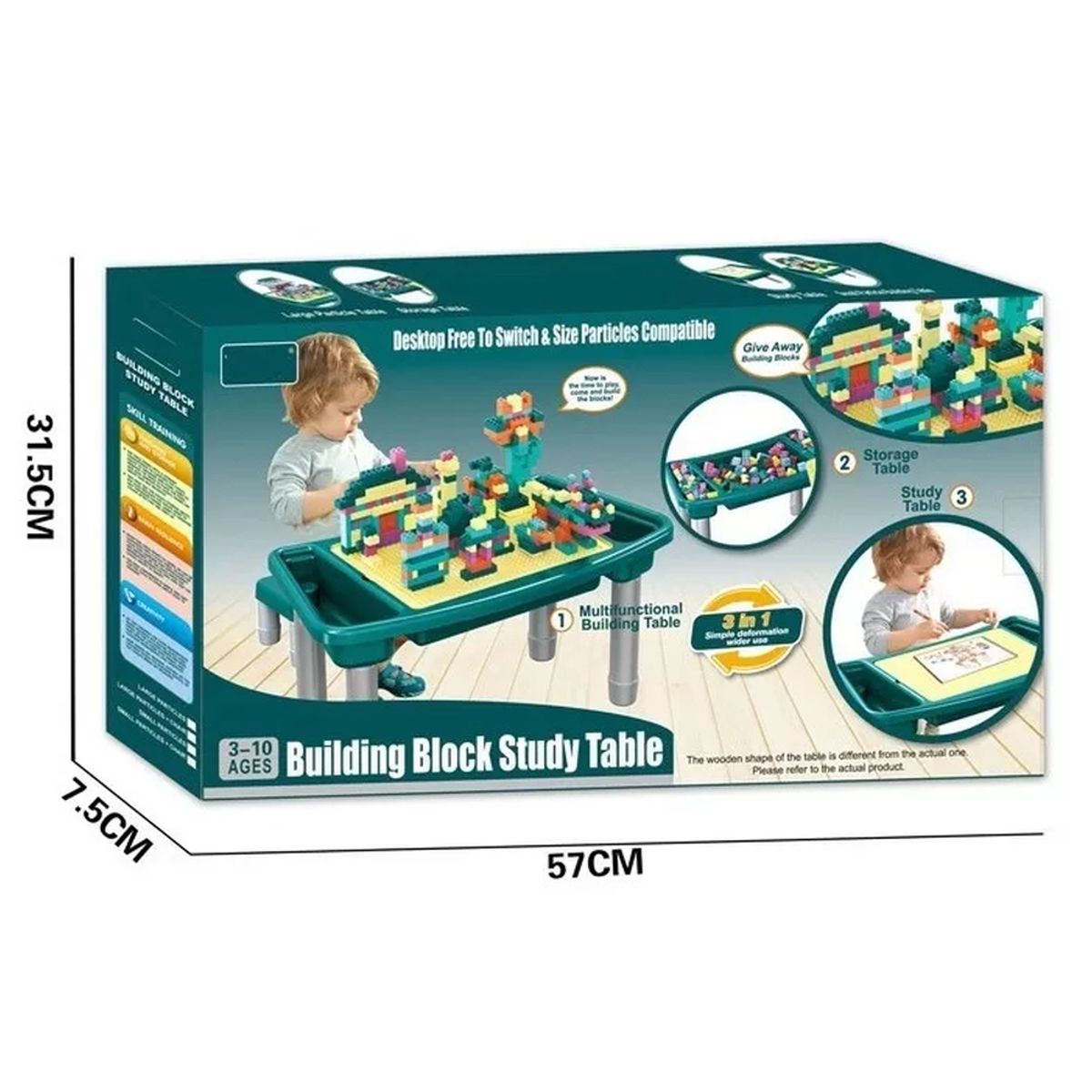 GENERICO - Mesa Juguete Construcción Con Bloques 3 En 1