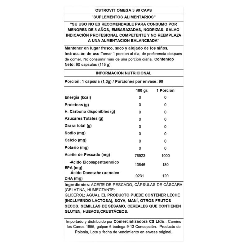 OSTROVIT - OMEGA 3 90 CAPSULAS - OSTROVIT
