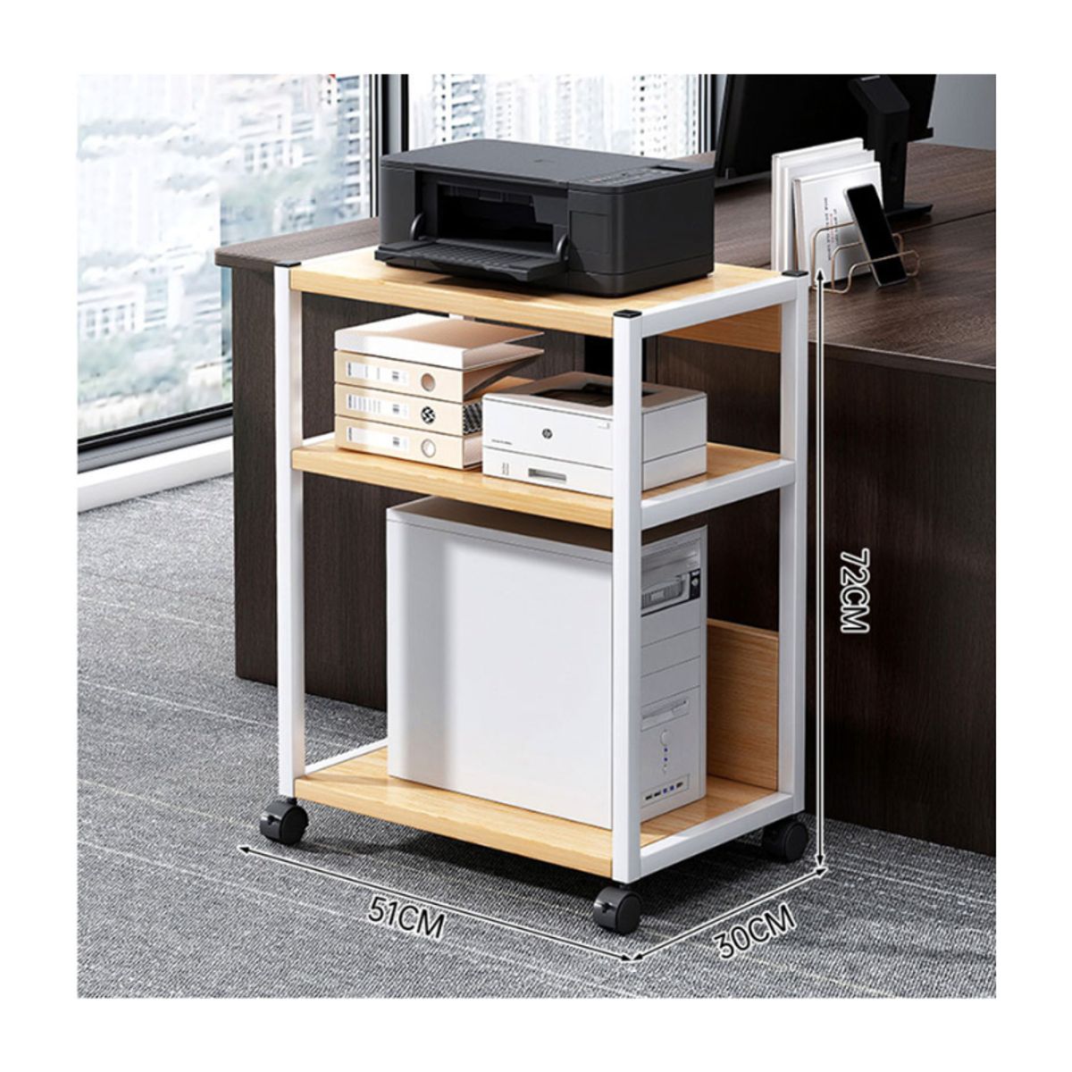 GENERICO - Soporte Impresora Grande 3 Niveles Con Ruedas Mesa Móvil
