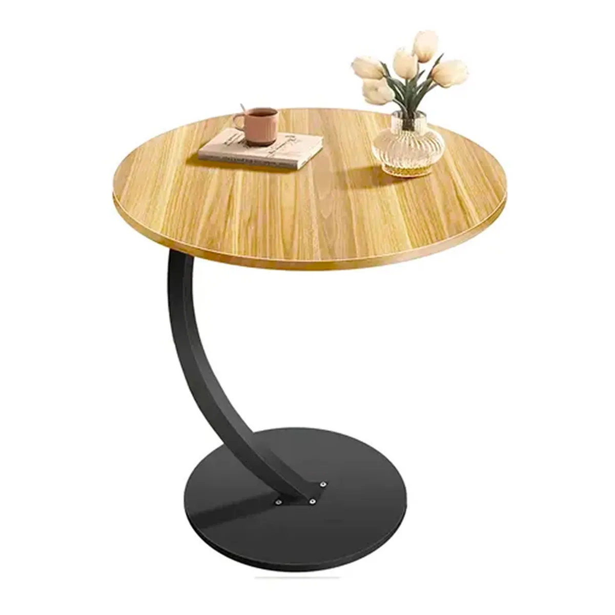 ESHOPANGIE - Mesa Estante Redonda Auxiliar Mesa Centro Madera