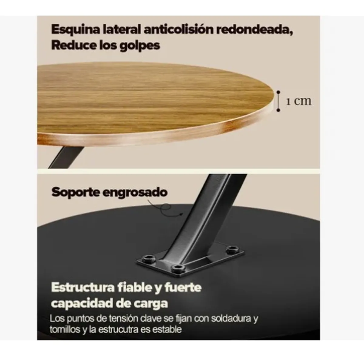 ESHOPANGIE - Mesa Estante Redonda Auxiliar Mesa Centro Madera