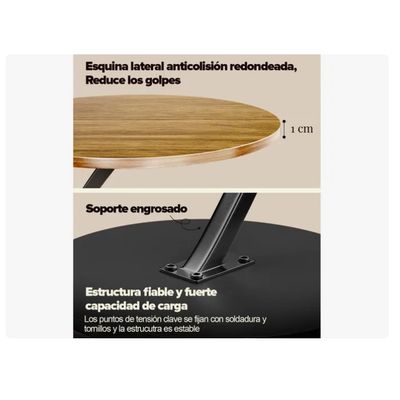 Imagen 2 del producto Mesa Estante Redonda Auxiliar Mesa Centro Madera