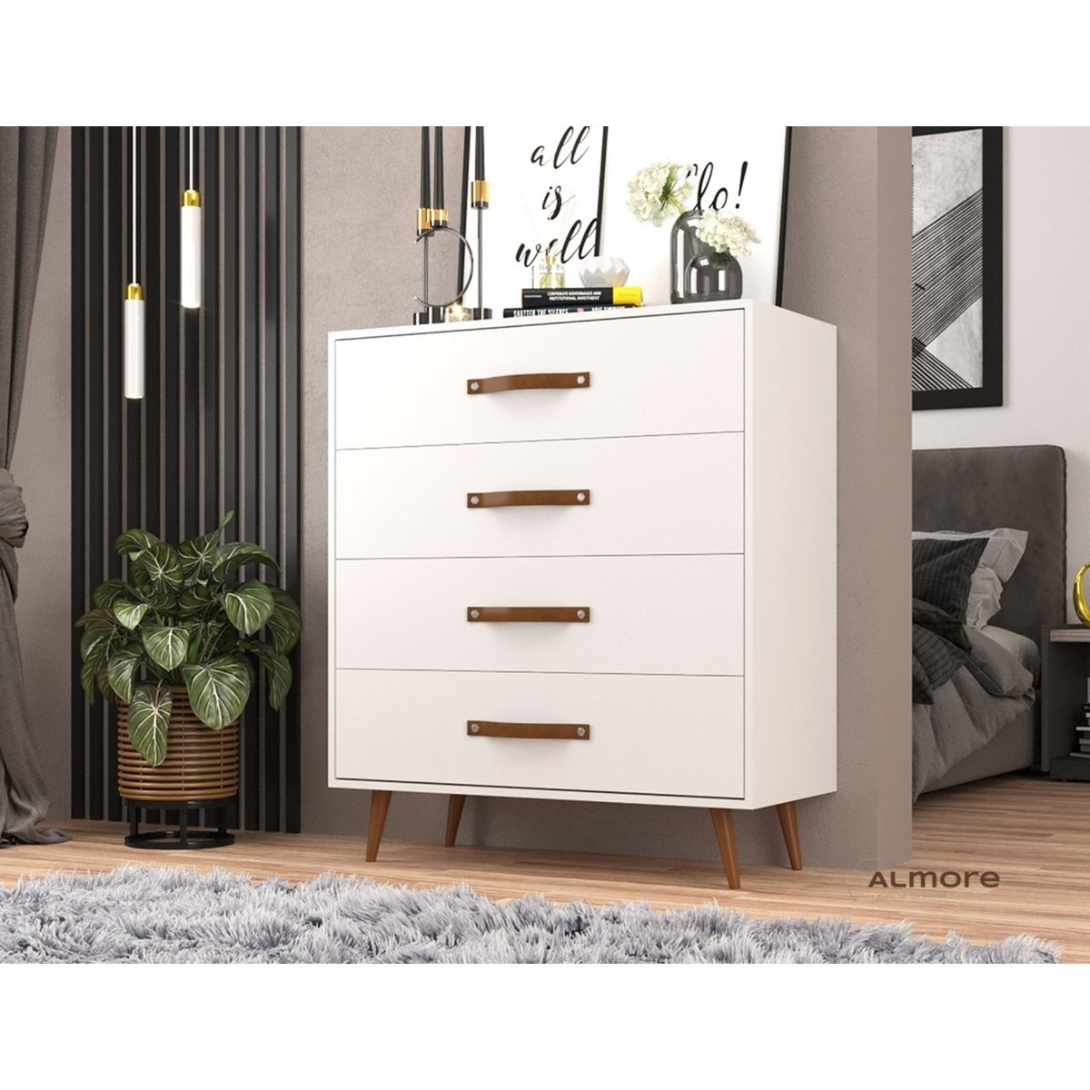 ALMORE - Comoda Brasil 4 Cajones Blanco