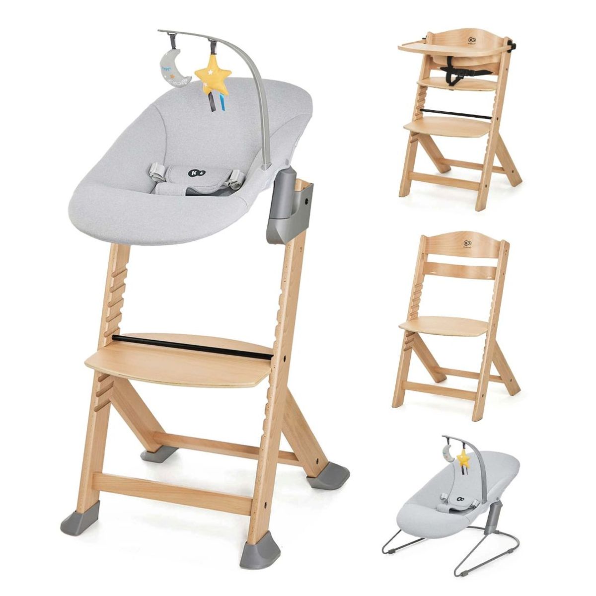 KINDERKRAFT - Silla de comer evolutiva 4 en 1 Enock Natural + Calmee