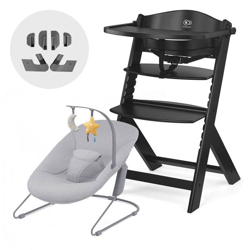 KINDERKRAFT - Silla de comer evolutiva 4 en 1 Enock Negro + Calmee