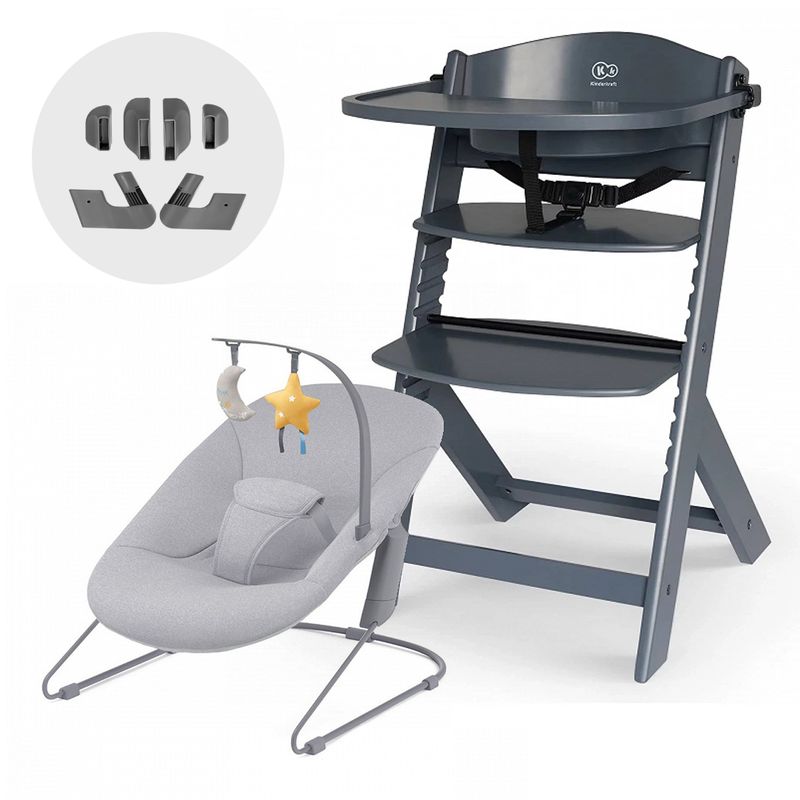 KINDERKRAFT - Silla de comer evolutiva 4 en 1 Enock Gris + Calmee