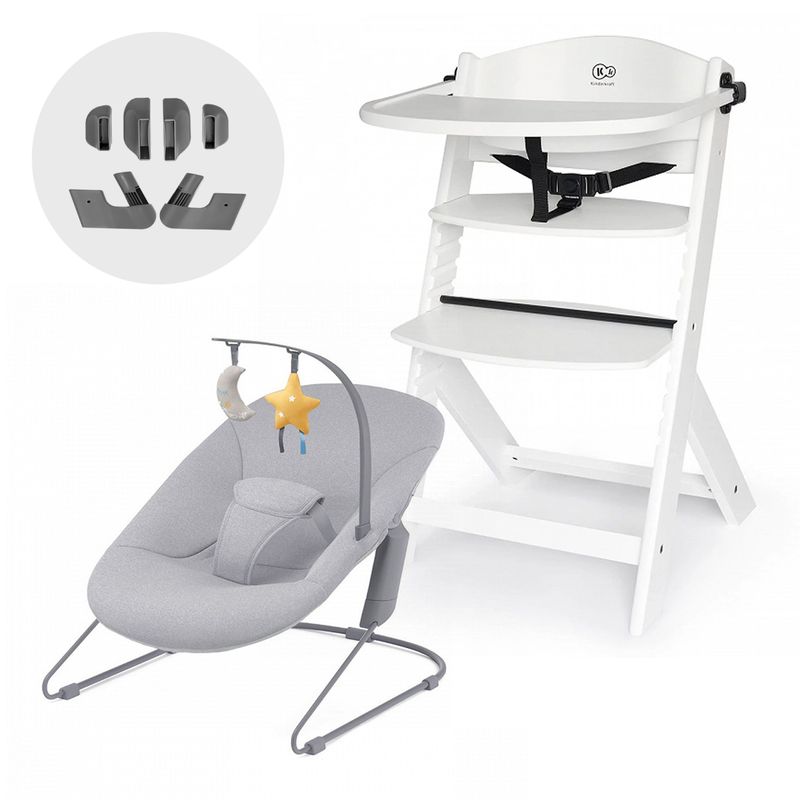 KINDERKRAFT - Silla de comer evolutiva 4 en 1 Enock Blanca + Calmee
