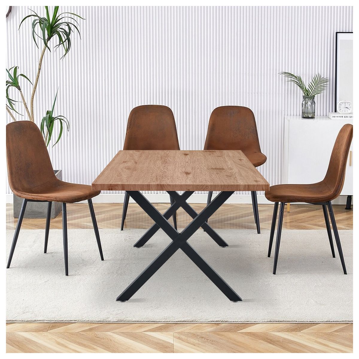 NOVAHUS - Comedor Easton Mesa 75x90x160cm + 6 Sillas Velvet Café