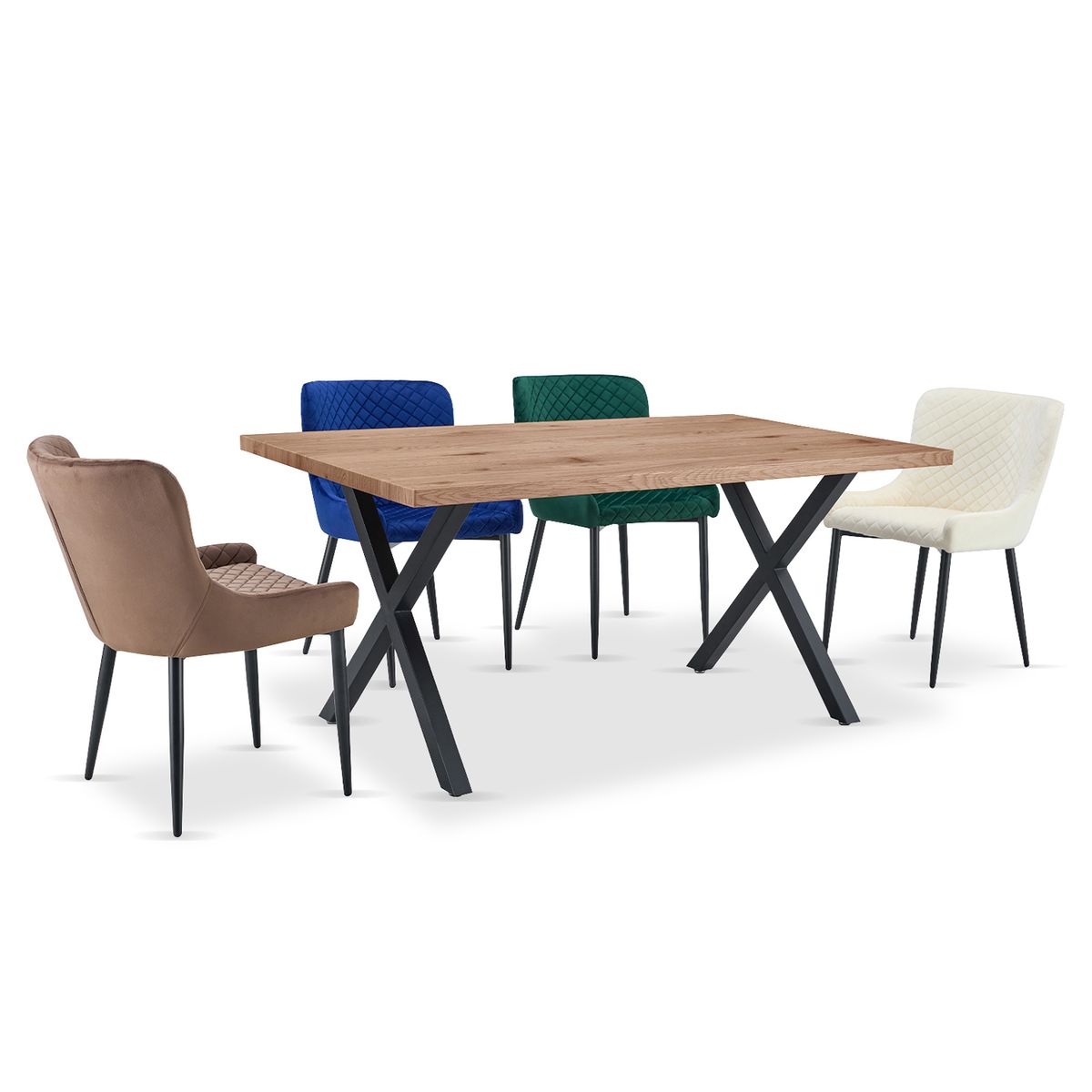 NOVAHUS - Comedor Monaco Mesa 160x90cm + 4 Sillas Mix Velvet