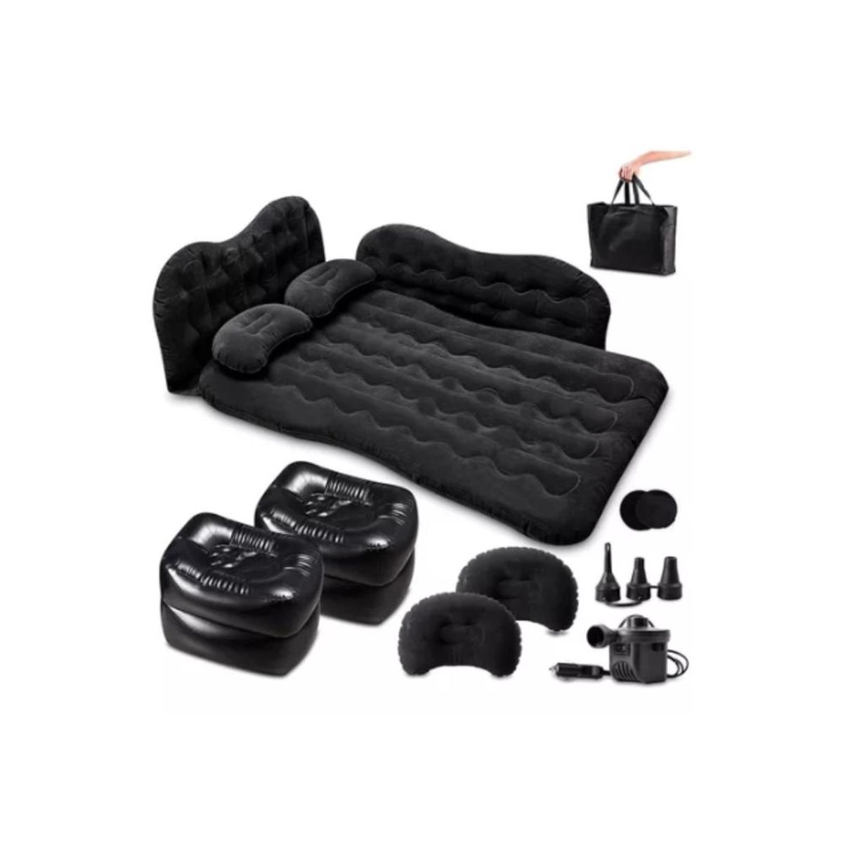 GENERICO - Colchón Para Auto Inflable + Compresor 12v Y 2 Almohadas