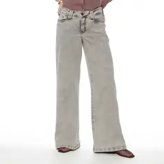 WADOS - JEANS WIDE LEG TIRO ALTO PRETINA BASICA 1 BOTON