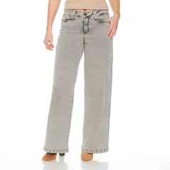 WADOS - JEANS WIDE LEG TIRO ALTO PRETINA BASICA 1 BOTON