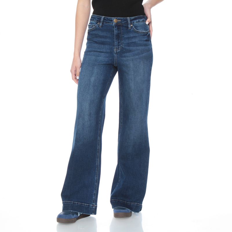 WADOS - JEANS WIDE LEG TIRO ALTO PRETINA BASICA 1 BOTON